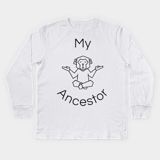 My Monkey Ancestor | A Humorous and relaxing Illustration of a Primate Kids Long Sleeve T-Shirt